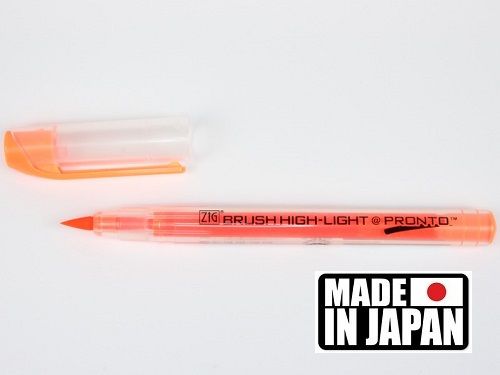 ZIG BRUSH HI LITE PRONTO * JAPAN - Флуорисцентен маркер четка ORANGE