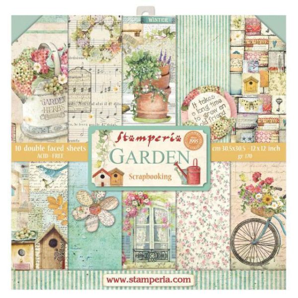 STAMPERIA Double Face Sheets 10 Pack "GARDEN"  - Дизайнерски блок 12"x12" 