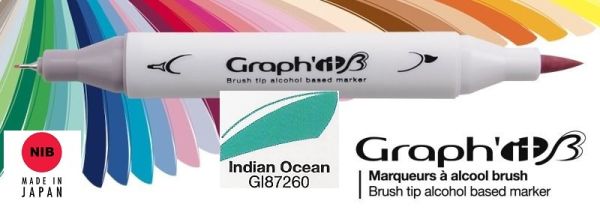 7260 INDIAN OCEAN - GRAPH IT BRUSH MARKER - Двувърх дизайн маркери ЧЕТКА