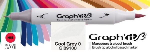 9100 COOL GRAY 0 - GRAPH IT BRUSH MARKER - Двувърх дизайн маркери ЧЕТКА