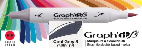 9108 COOL GRAY 8 - GRAPH IT BRUSH MARKER - Двувърх дизайн маркери ЧЕТКА