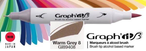 9408 WARM GREY 8 - GRAPH IT BRUSH MARKER - Двувърх дизайн маркери ЧЕТКА