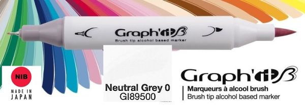 9500 NEUTRAL GREY 0 - GRAPH IT BRUSH MARKER - Двувърх дизайн маркери ЧЕТКА 