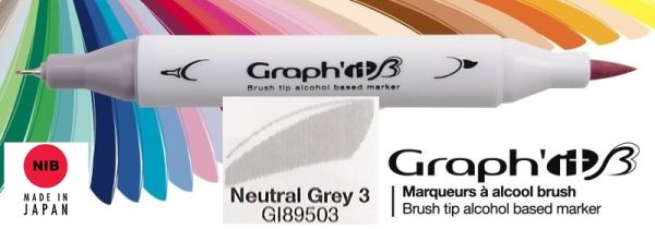 9503 NEUTRAL GREY 3 - GRAPH IT BRUSH MARKER - Двувърх дизайн маркери ЧЕТКА