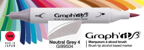 9504 NEUTRAL GREY 4 - GRAPH IT BRUSH MARKER - Двувърх дизайн маркери ЧЕТКА