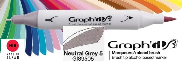 9505 NEUTRAL GREY 5 - GRAPH IT BRUSH MARKER - Двувърх дизайн маркери ЧЕТКА 