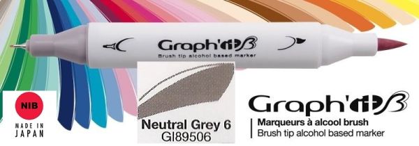 9506 NEUTRAL GREY 6 - GRAPH IT BRUSH MARKER - Двувърх дизайн маркери ЧЕТКА 