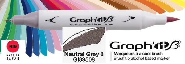 9508 NEUTRAL GREY 8 - GRAPH IT BRUSH MARKER - Двувърх дизайн маркери ЧЕТКА