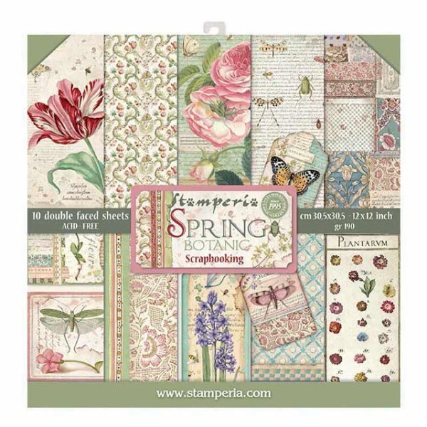 STAMPERIA Double Face Sheets 10 Pack + 2free "SPRING"  - Дизайнерски блок 12"x12" 