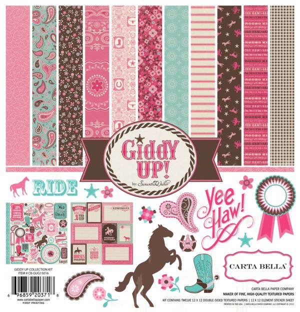 Carta Bella Giddy Up Girl Collection Kit 12" x 12"- Дизайнерски блок 30.5 X 30.5