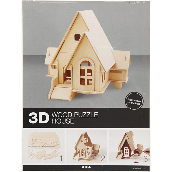 3D Wood Construction Kit HOUSE WITH RAMP - Дървен конструктор 19x17.5x15