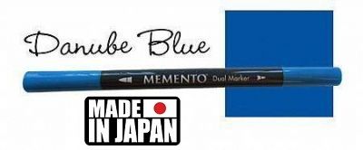 MEMENTO BRUSH MARKER , Japan - Двувърх маркер ЧЕТКА - DANUBE BLUE