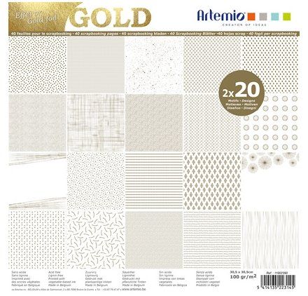 ARTEMIO "CREATIVE" SCRAP BLOCK 100gr/m2 - Дизайнерски блок 12"х12" / 40листа GOLD FOIL