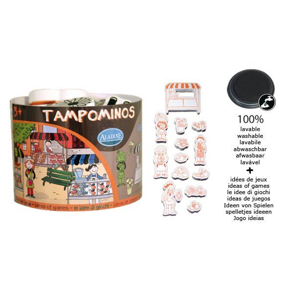 STAMPOminos ALADINE , FRANCE - Комплект големи гумени печати + тампон 85120