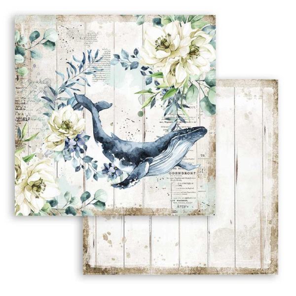 STAMPERIA, Romantic Sea Dream Whale - Дизайнерски скрапбукинг картон 30,5 х 30,5 см.