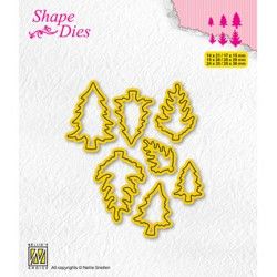 Shape Dies collections of mini dies "pinetrees-1" 7 pcs. - Фигурална щанца за рязане и релеф 