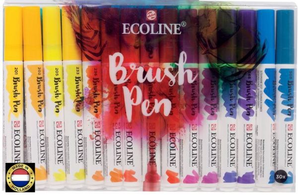 ECOLINE BRUSH Pen Set - Комплект 30бр. маркер/четка с висококачествен течен акварел