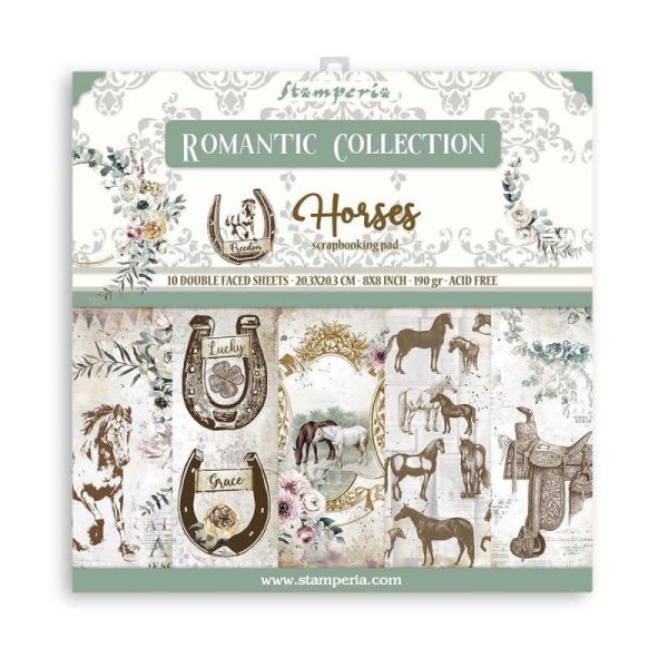 STAMPERIA - Horses - Double Face Sheets 10 Pack - Дизайнерски блок 20.5 X 20.5CM