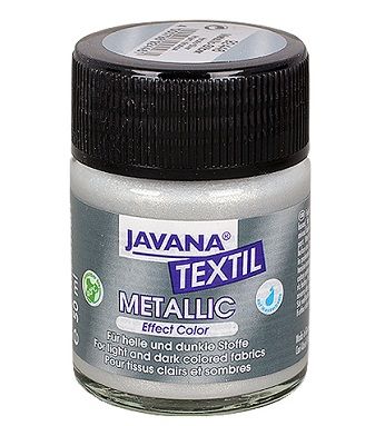 JAVANA TEXTIL METALLIC - Перлена боя за рисуване върху текстил 50мл, Metallic Silver