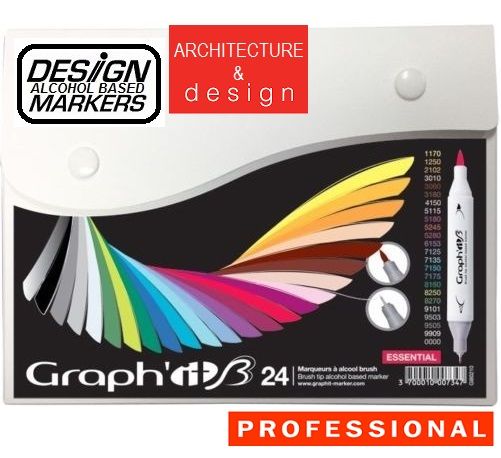 # GRAPH IT BRUSH MARKERS 24 - Двувърхи дизайн маркери ЧЕТКА  24цв ESSENTIALS