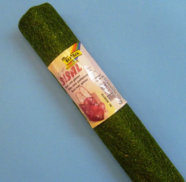 Сизал колосан ролка - 45 х 100 см. елхово зелено с глитер