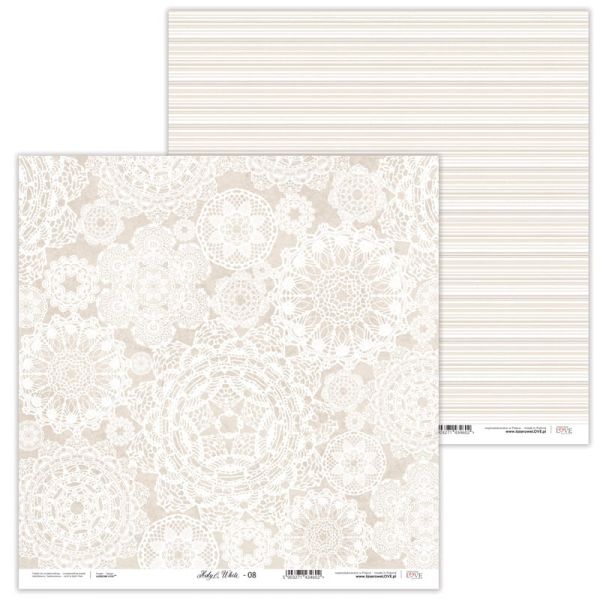 Laserowe LOVE, Paper - Holy & White - 08 - Дизайнерски двустранен картон 30,5 х 30,5 см. 
