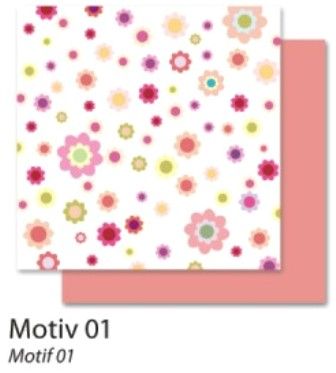 FB Flowers 01 - Дизайнерски картон с ембос-глитер елементи - 30,5 Х 30,5 см.