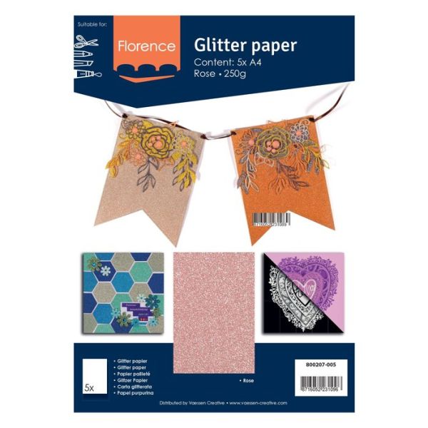 Florence • Glitter paper A4 250g Red - Глитер картон 250 гр. А4