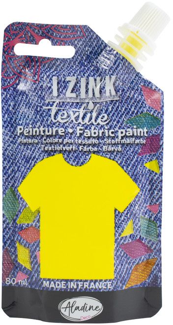 IZINK FABRIC PAINT TEXTILE, Made in France - Пигментна боя за рисуване върху текстил, 80 мл. - Yellow organza 