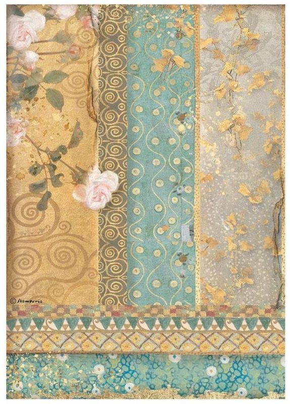 Оризова декупажна хартия - Stamperia, Rice Paper A4 Klimt Gold Ornaments