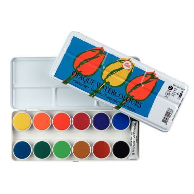 Talens Opaque Watercolors, 12 - Акварелни покривни бои - метална кутия 12 цв 