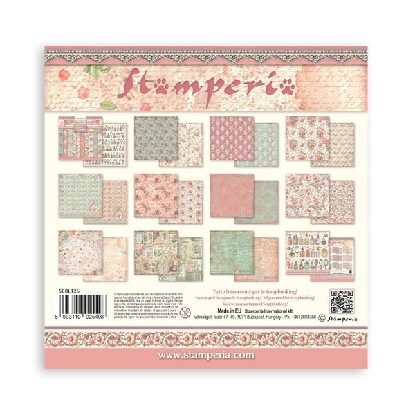 STAMPERIA, Rose Parfum Maxi Background 12x12 Inch Paper Pack - Дизайнерски блок 12"x12" 