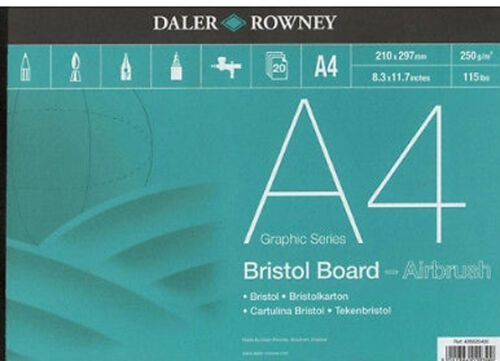 DALER ROWNEY BRISTOL BOARD PADS - A4 (250gsm)  -  Блок за скициране и рисуване BRISTOL 20л / А4