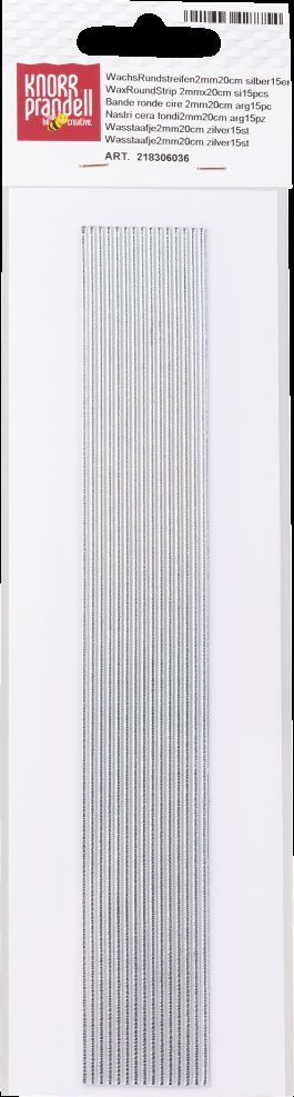 Восъчни ленти за свещи, Сребро гланц, 2мм. х 200мм.Wax Stripes 200 mm Ø 2 mm silver-coloured gloss