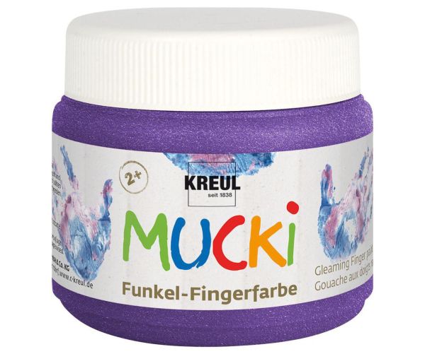 MUCKI, 2+, Gleaming Finger Paint - Безвредна Блестяща боя за детско рисуване (2+ год.) 150 мл - Вълшебно перлено лилаво