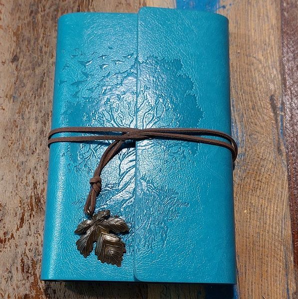 VINTAGE JAP NOTEBOOK  - Кожен бележник 18х12cм TREE TURQUOISE