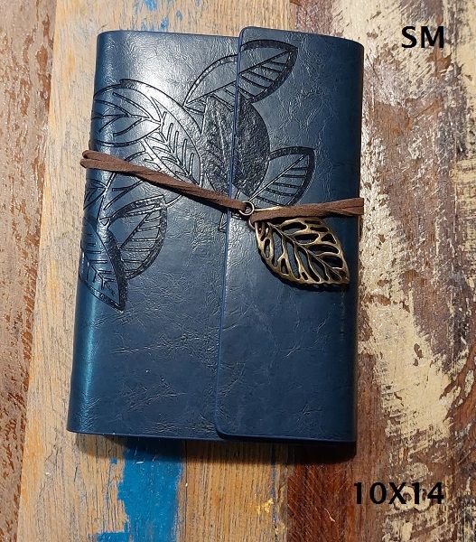 VINTAGE JAP NOTEBOOK A6 - бележник 10х14cм LEAVES DARK BLUE