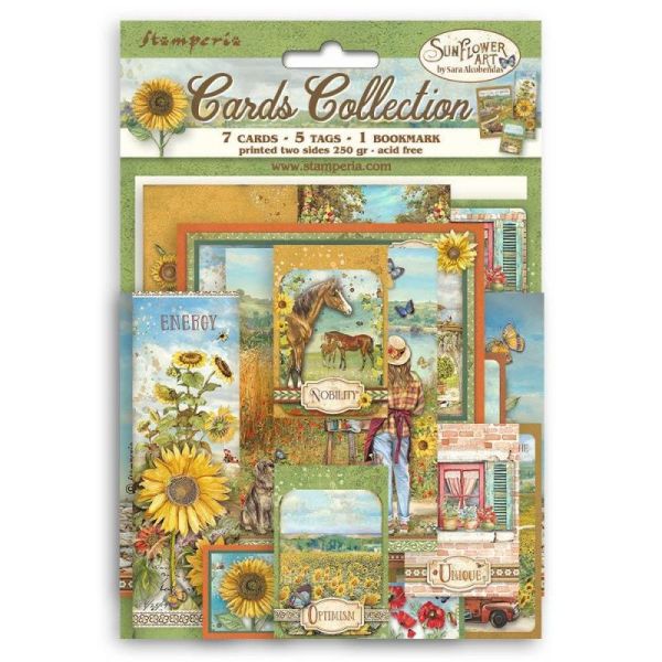 STAMPERIA, Cards Collection Sunflower Art - Комплект заготовки за картички Слънчоглед