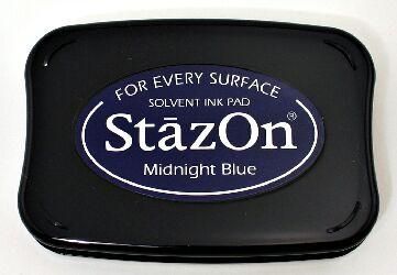 StazOn, Solvet ink pad - Тампон с мастило за твърди и неабсорбиращи повърхности - Midnight Blue