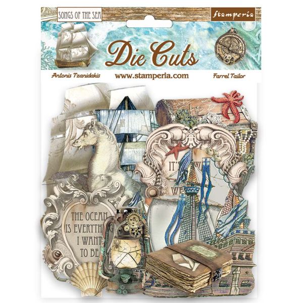 3D Die cuts assorted - Songs of the Sea ship and treasures - 3D комплект хартиени елементи - 15 х 15 см.