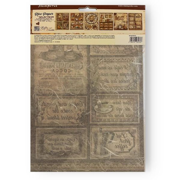 STAMPERIA, Selection 6 Rice paper A4 - Coffee and Chocolate
