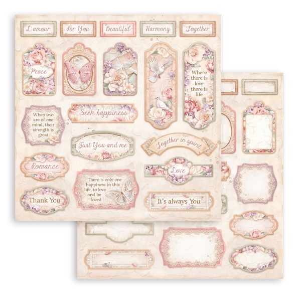 STAMPERIA, Romance Forever tags 12x12 Inch Paper Sheets