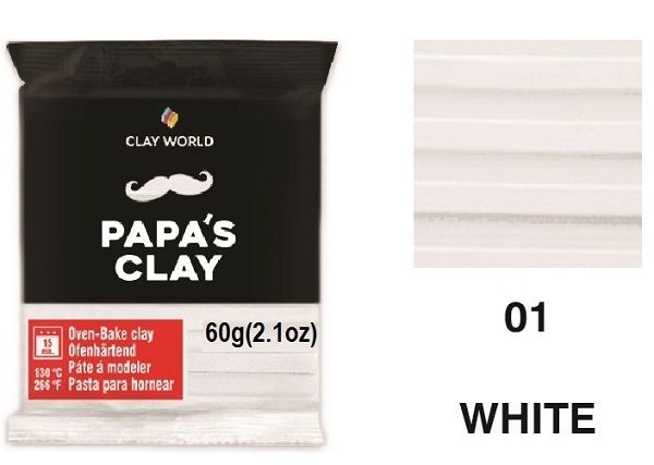 PAPA'S CLAY 60g - Полимерна глина  WHITE 01