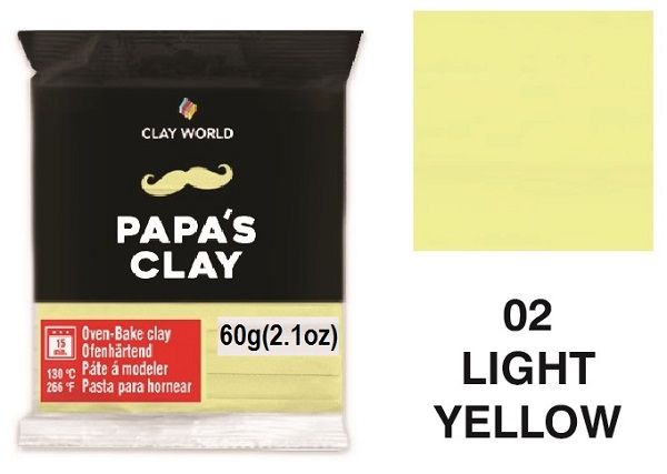 PAPA'S CLAY 60g - Полимерна глина  LIGHT YELLOW 02