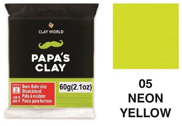 PAPA'S CLAY 60g - Полимерна глина  NEON YELLOW 05