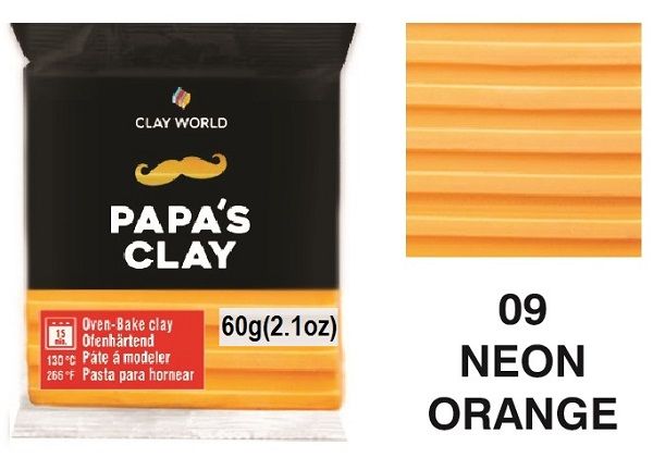 PAPA'S CLAY 60g - Полимерна глина NEON ORANGE 09