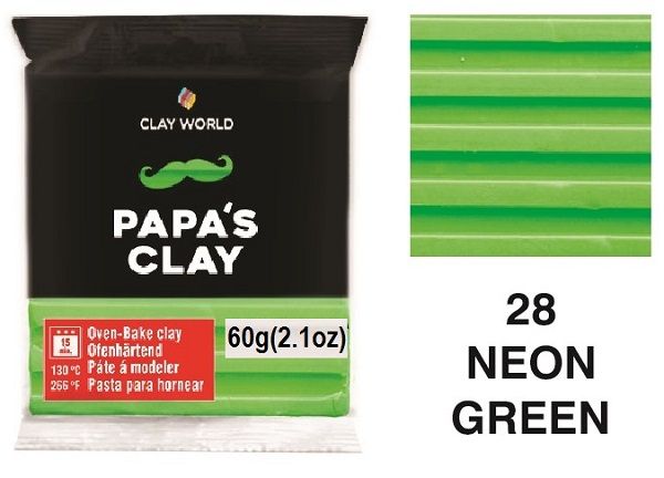 PAPA'S CLAY 60g - Полимерна глина  NEON GREEN 28