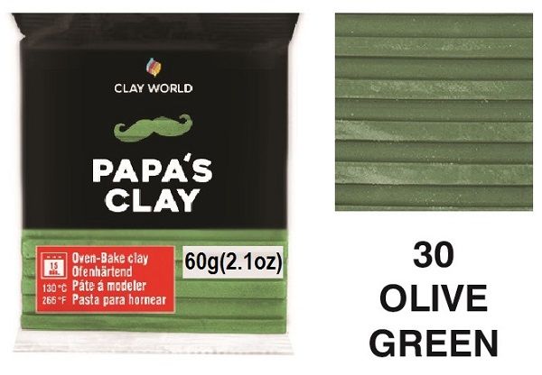 PAPA'S CLAY 60g - Полимерна глина OLIVE GREEN 30
