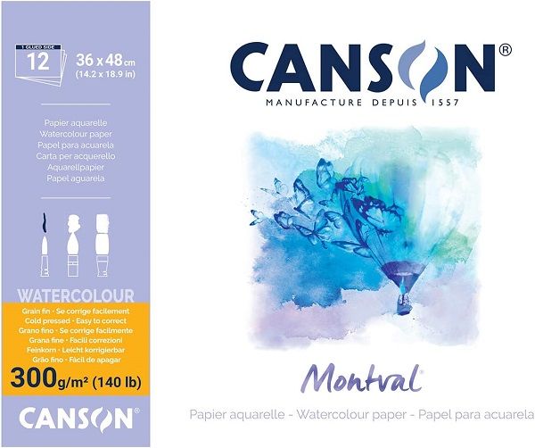 CANSON MONTVAL PAD A3 300g  - АКВАРЕЛЕН блок CP 12л 29.7X42 300G