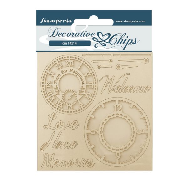 Decorative Chips CREATE HAPPINESS WELCOME HOME CLOCKS 14 x 14 cm.